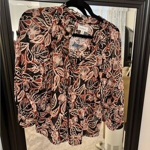 Evereve Black and Pink Floral Blouse